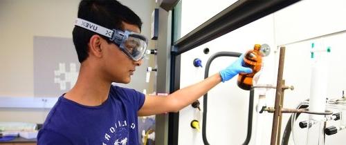 Student in chemical physics lab