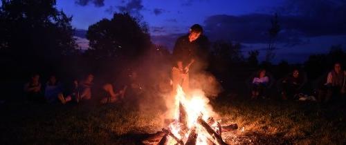 students in an American literature class recreate a “busk,” a Thoreau tradition based on Native American cultures.