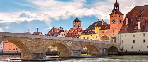 Regensburg bridge tower, Regensburg, eastern Bavaria, Germany